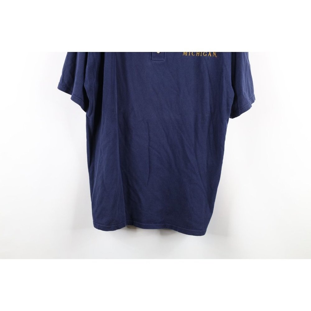 Vintage 90s Mens Large Faded Spell Out University of Michigan Henley T-Shirt USA - Picture 3 of 8